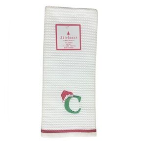 NWT Storehouse Holiday Set of 2  Kitchen Towels with Initial “C”